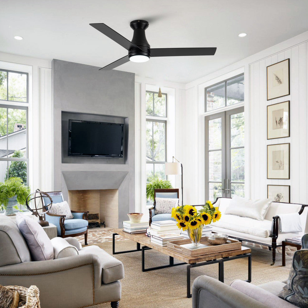 48-inch Modern 3CCT LED Black Ceiling Fan with Remote