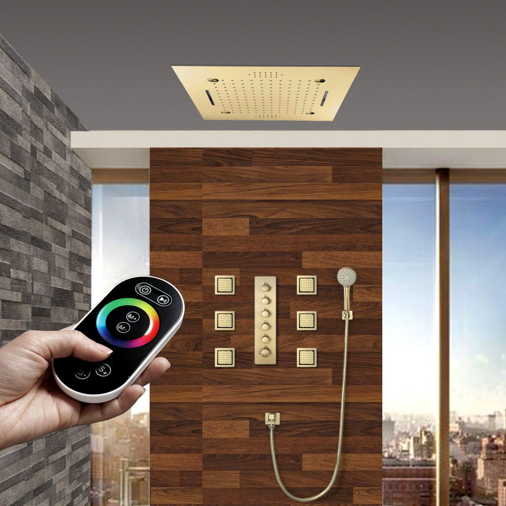 LED Shower System With Body Jets and Hand Shower, Style 4, Remote Control Light