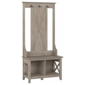 Key West Hall Tree with Shoe Storage Bench in Washed Gray - Engineered Wood