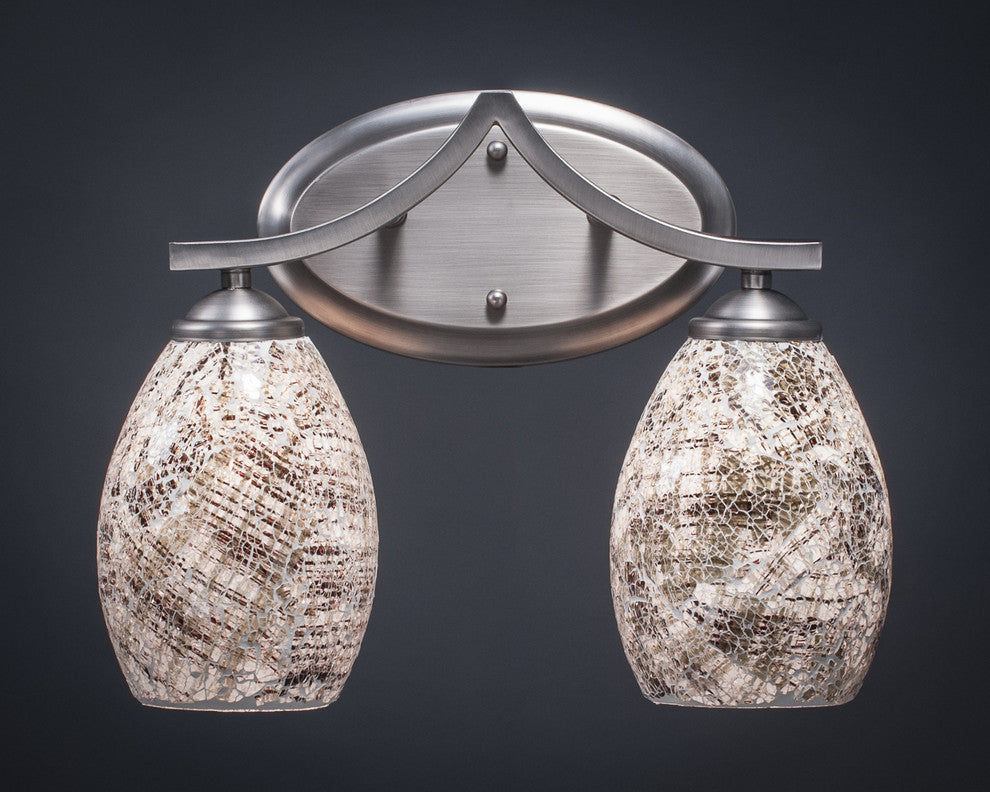 Zilo 2 Light Bath Bar, Graphite, 5" Natural Fusion Glass