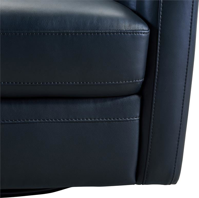 Desi Contemporary Swivel Accent Chair in Black Genuine Leather