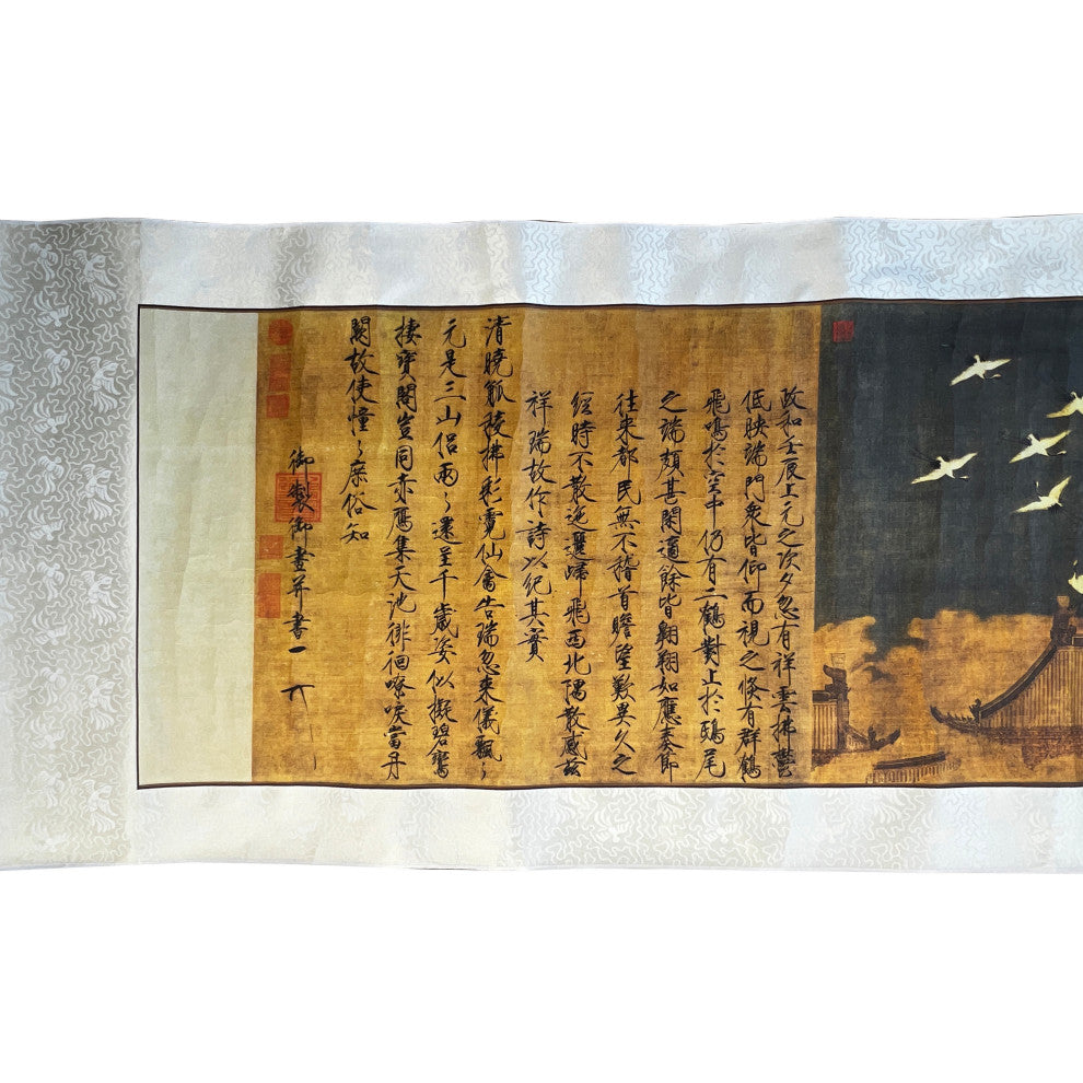 Chinese Calligraphy Ink Writing Horizontal Bird Scroll Painting Wall Art Hws3042