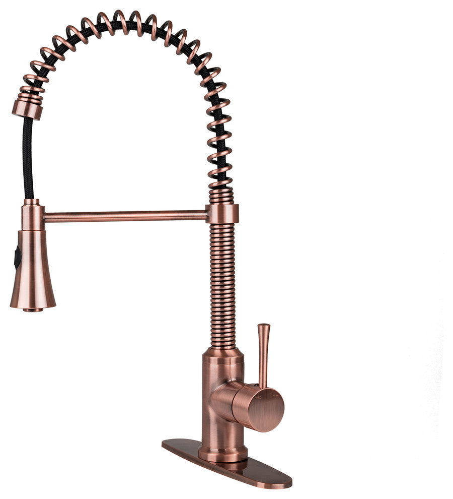 Brienza Residential Spring Pull Down Kitchen Faucet Deck Plate in Antique Copper