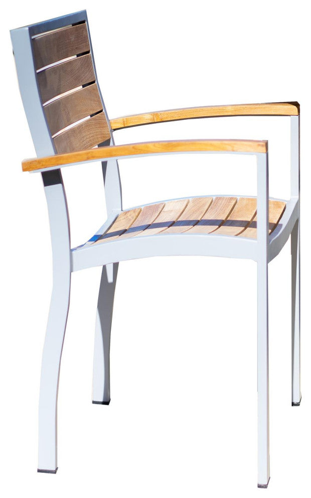 Catalina Teak Outdoor Stacking Dining Chair, Set of 2, Ash Gray