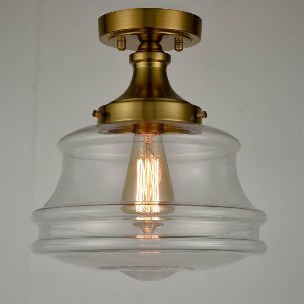 Modern Brass Schoolhouse Semi Flush Ceiling Lights