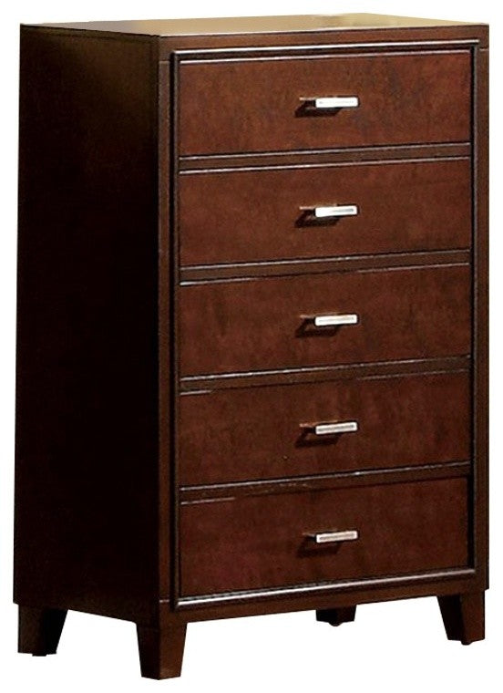 Wooden Utility Chest With Tapered Legs,  Brown Cherry