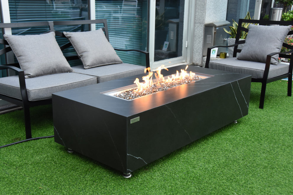 Elementi "œVarna"? Marble Porcelain Fire Table- Natural Gas