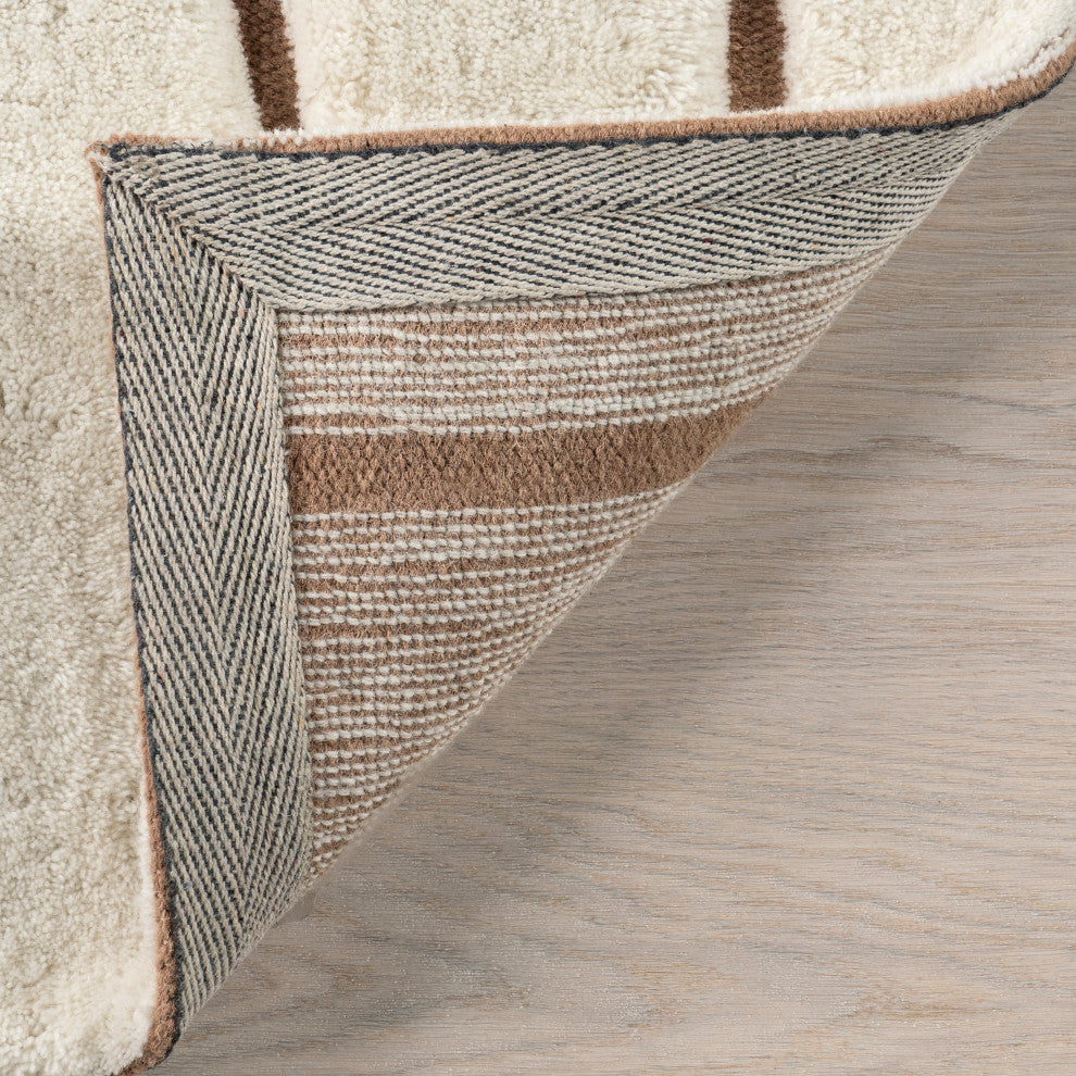 Nazco Abstract New Zealand Wool Area Rug, Cream 9'x12'