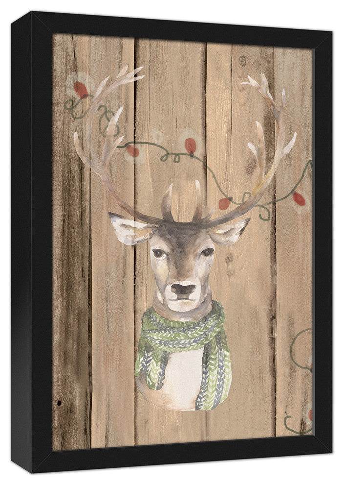 Christmas Deer 12x18 Black Framed Canvas
