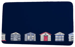 Nantucket Beach Huts Geometric Print Bath Mat, Navy, 21"x34"