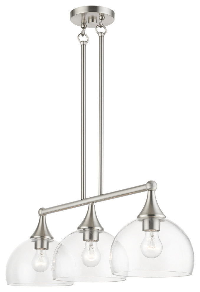 3 Light Brushed Nickel Linear Chandelier