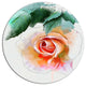 Beautiful Red Rose With Leaves, Floral Wall Round Metal Wall Art, 11"