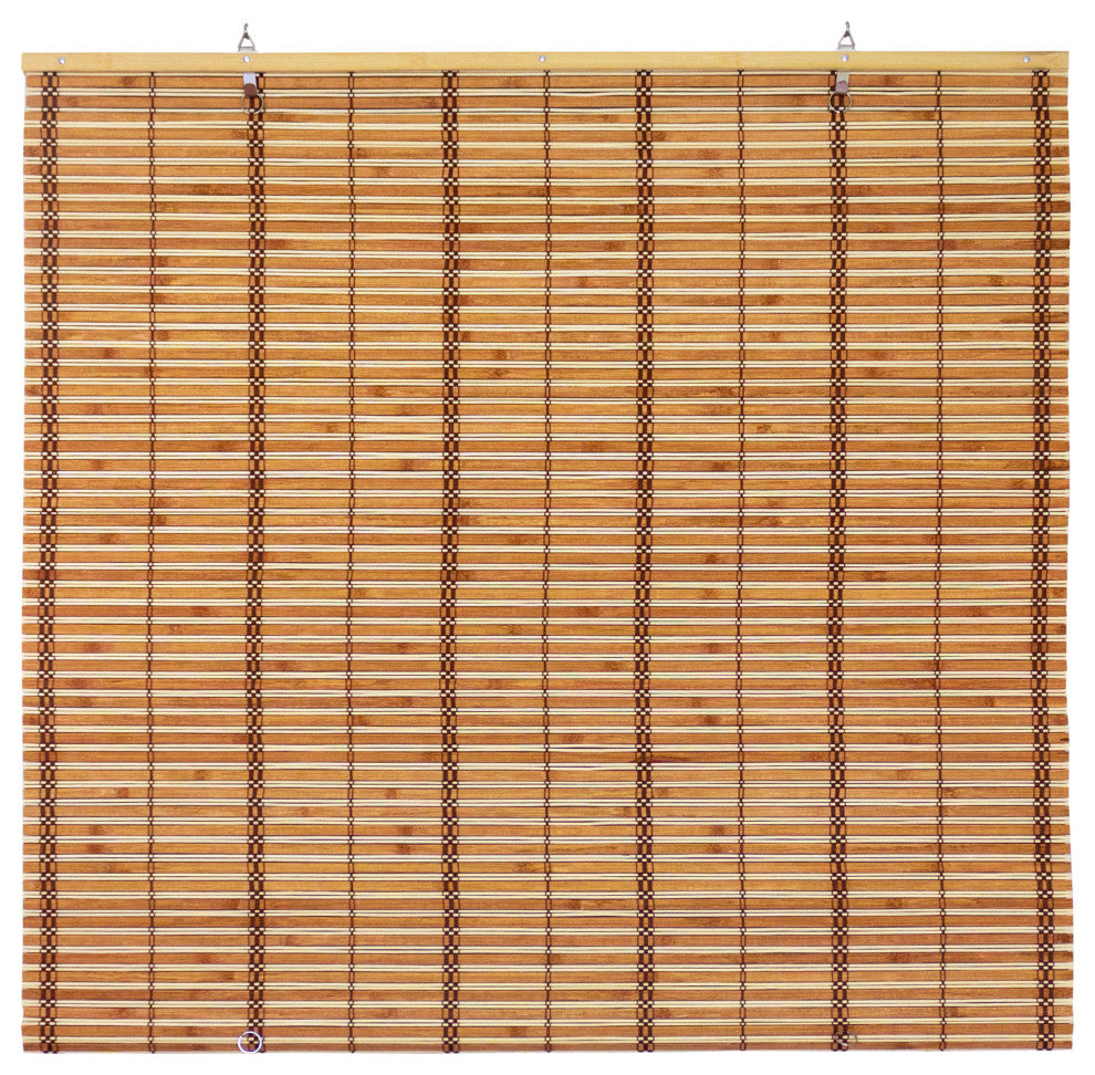 Burnt Bamboo Cordless Window Shade, Two-tone Honey, 60" W