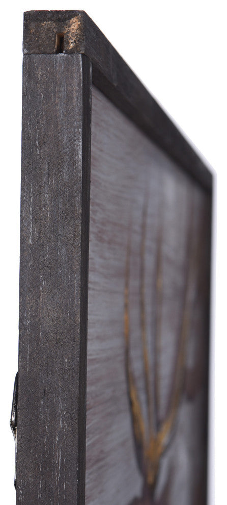 Rustic Moose Print With Hand Painted Brush Marks Distressed Brown Frame