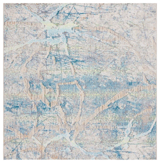 Safavieh Barbados Collection Indoor-Outdoor, BAR548 Rug, Ivory/Blue/Green, 6'6" Square