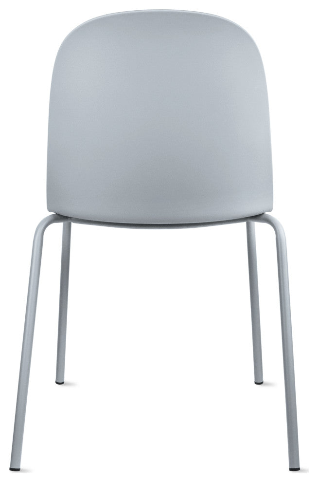 Set of 4 Stackable Modern Dining Stacking Chairs Plastic Metal Chrome Legs, Gray