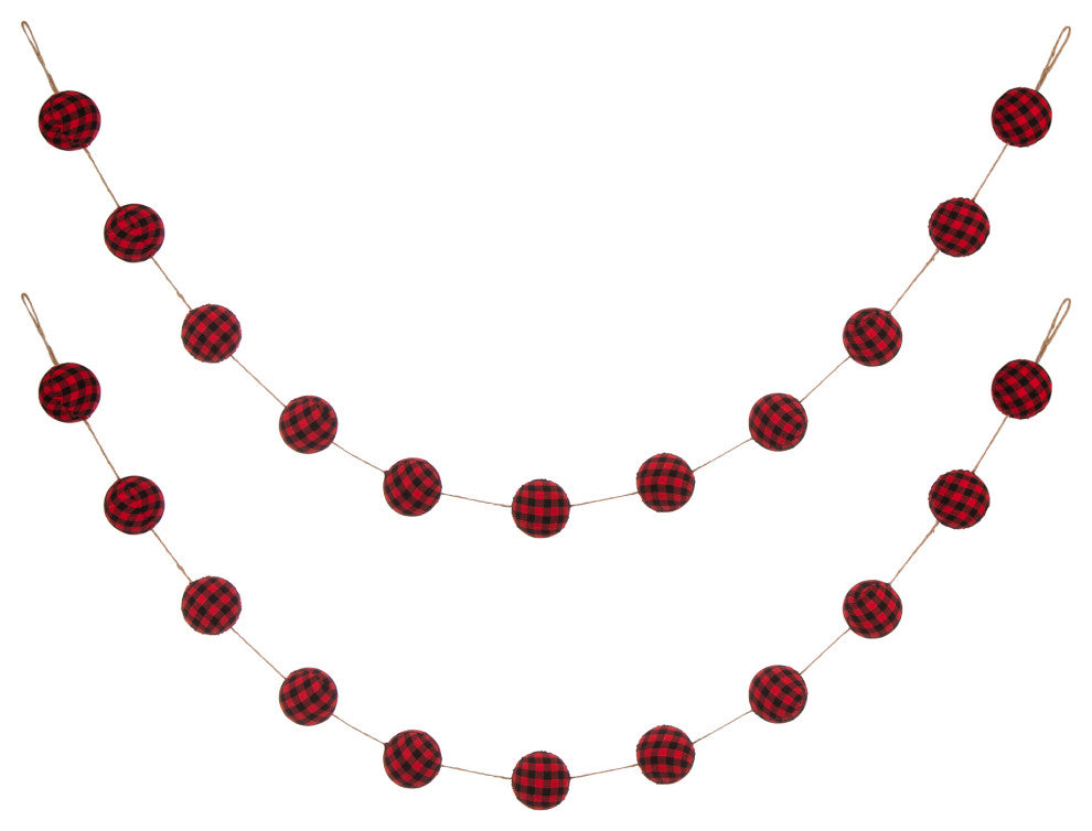 2pk 6'L Red and Black Plaid Fabric Garland