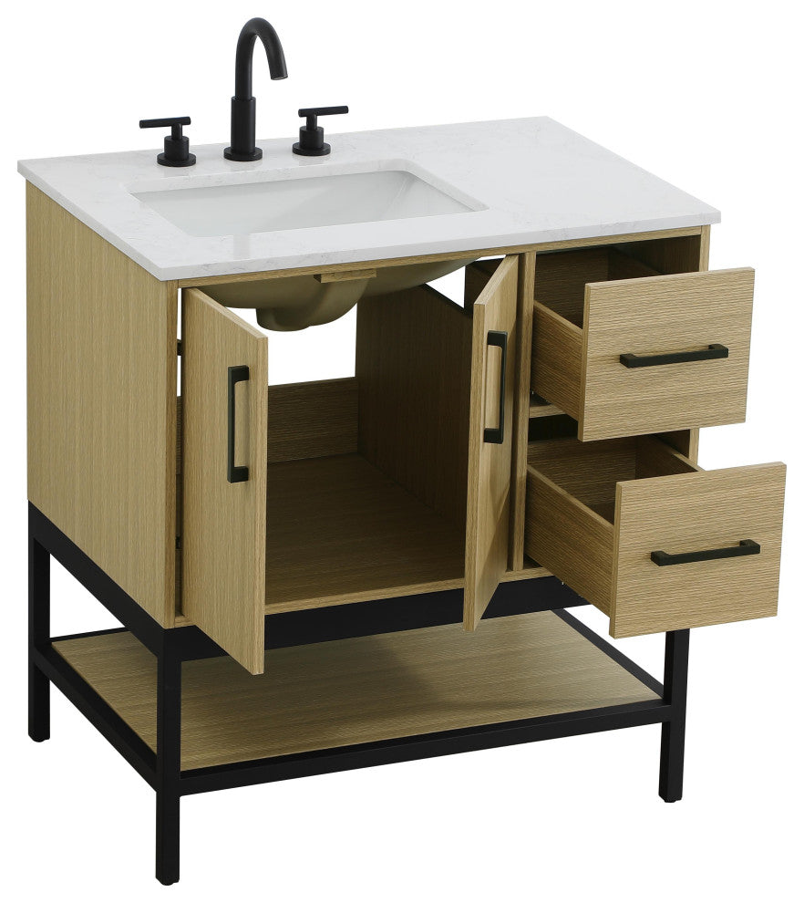 Home Living 32" Single Bathroom Vanity, Honey Brown
