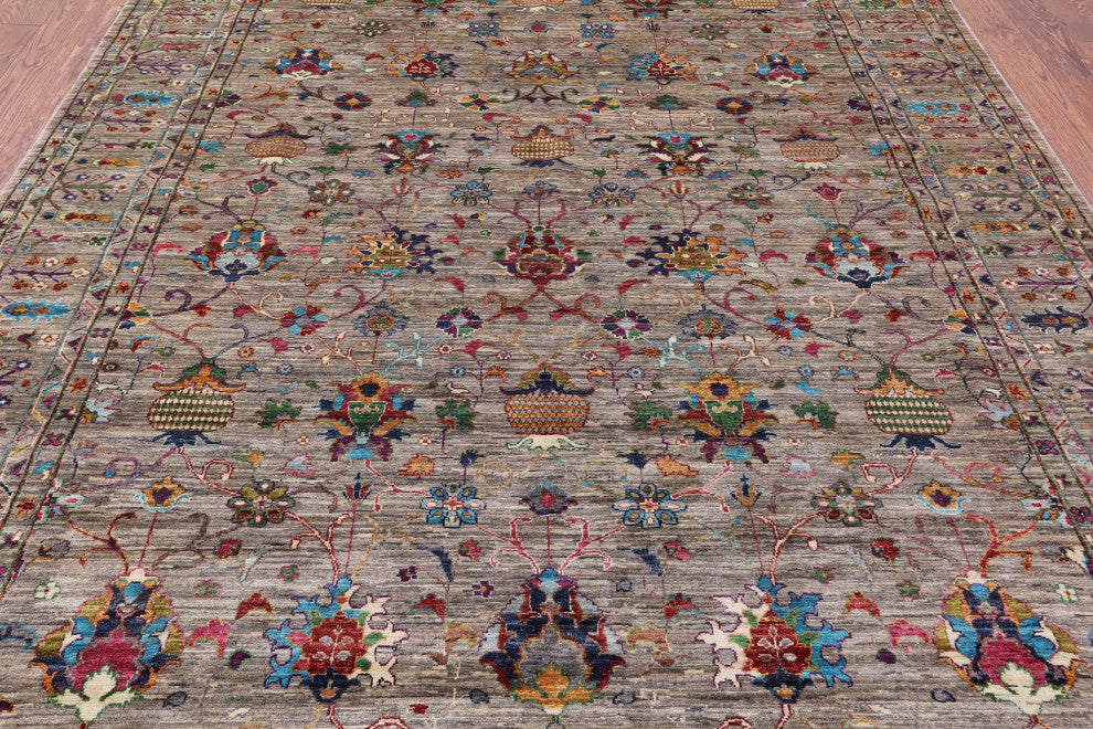 8' 1" X 11' 5" Persian Tabriz Hand Knotted Wool Rug Q9793