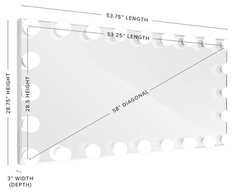 Hollywood Glow Panorama Extra Wide Vanity Mirror, Glossy White, Frosted Led