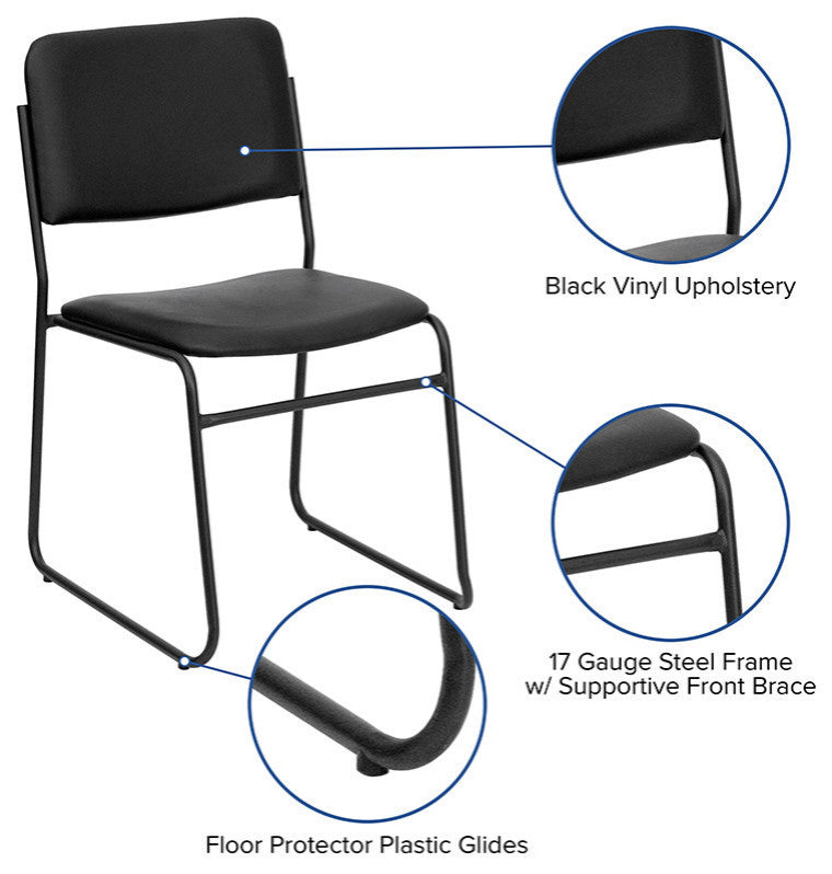 Black Vinyl Metal Stack Chair XU-8700-BLK-B-VYL-30-GG