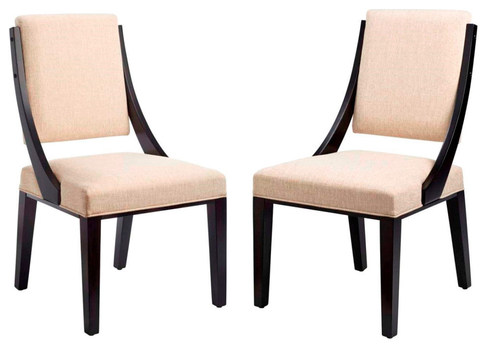Side Dining Chair, Set of 2, Beige, Fabric