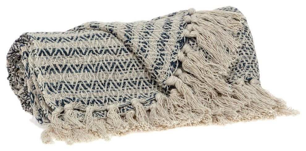 Beige and Taupe Diamond Weave Handloom Throw