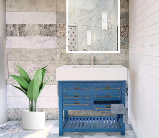 CastelloUSA Pyramid Solid Surface Bathroom Vanity Top, White, 36", Standard