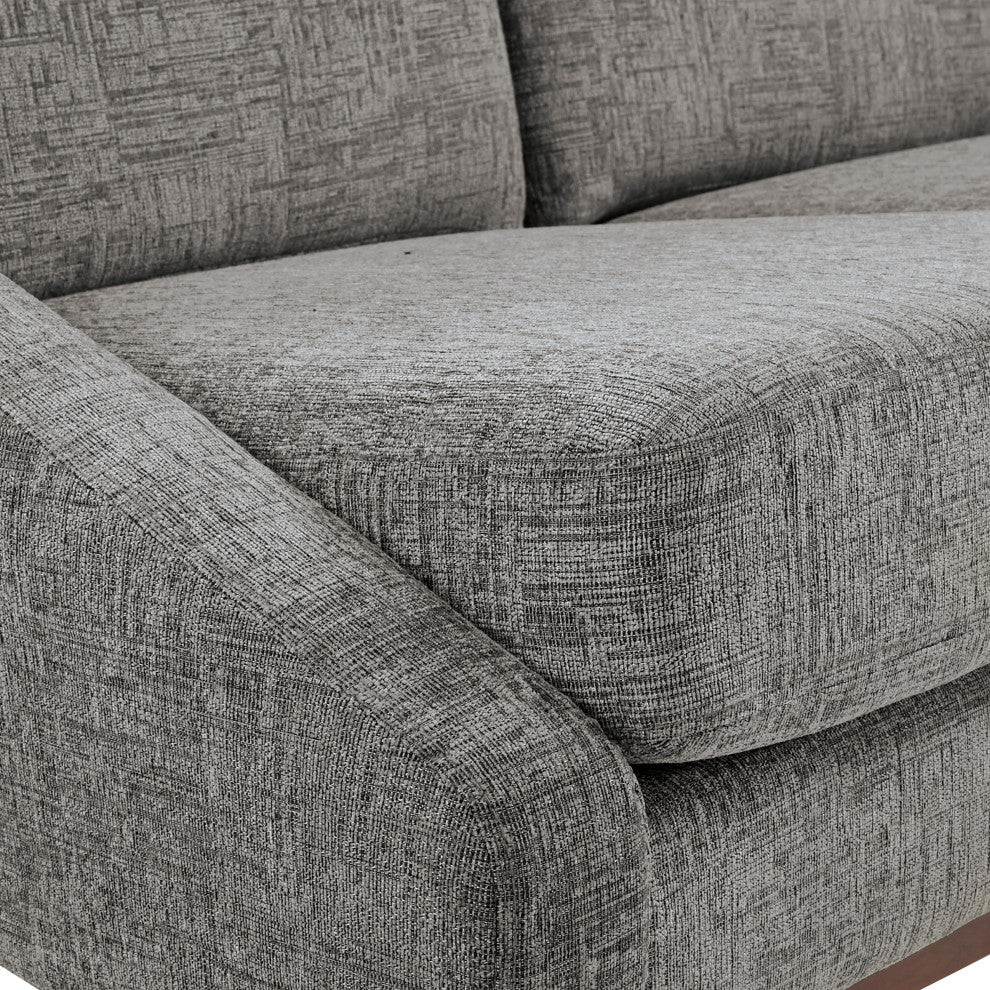 Mid-Century Loveseat, Charcoal Fabric With Coffee Finish Legs