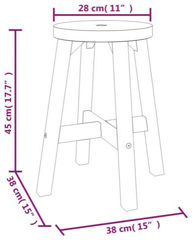 vidaXL Stool Vanity Stool with Solid Wood Legs Brown Round Solid Wood Acacia