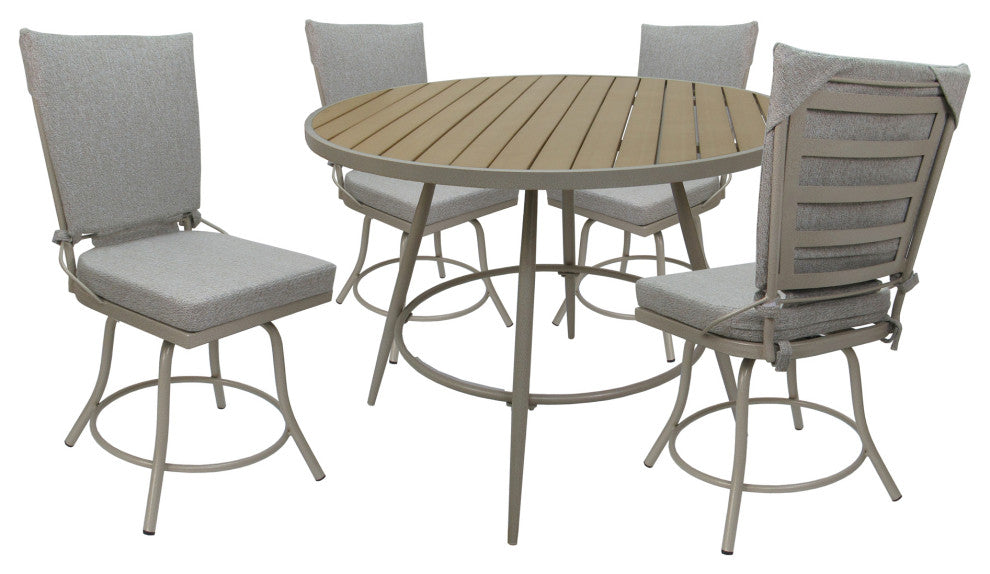 Outdoor/Indoor Patio Dinette Swivel Jamey Chair Without Arms, White Linen Beige
