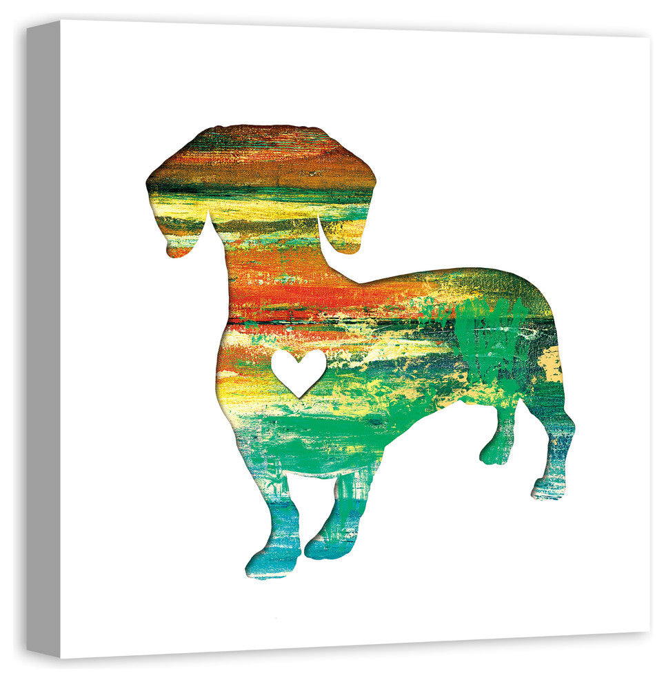 Designs Direct Creative Group Paint Silhouette Dachshund 24x24 Canvas Wall Art