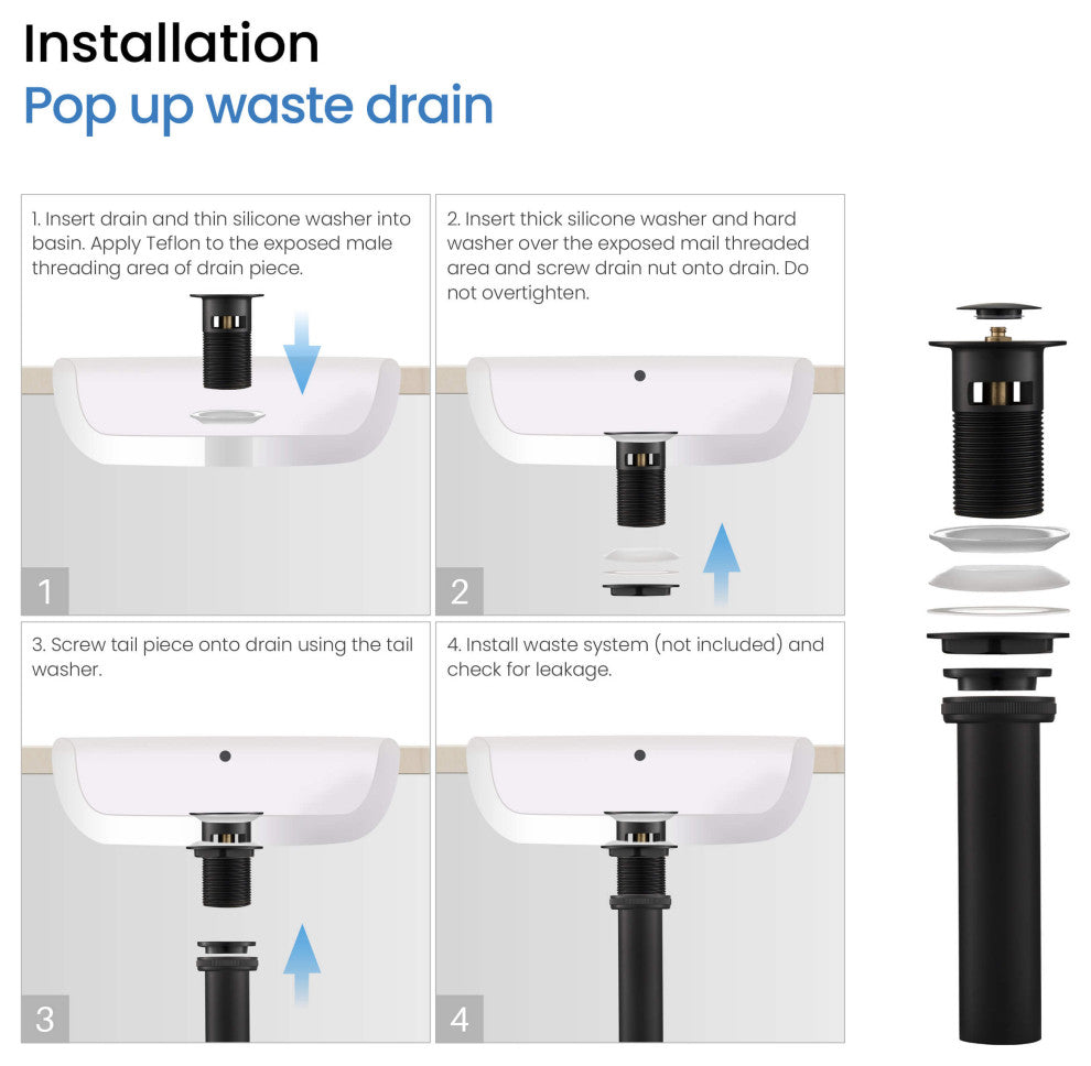 Cube 8" Widespread Bathroom Sink Faucet With Drain Assembly, Matte Black