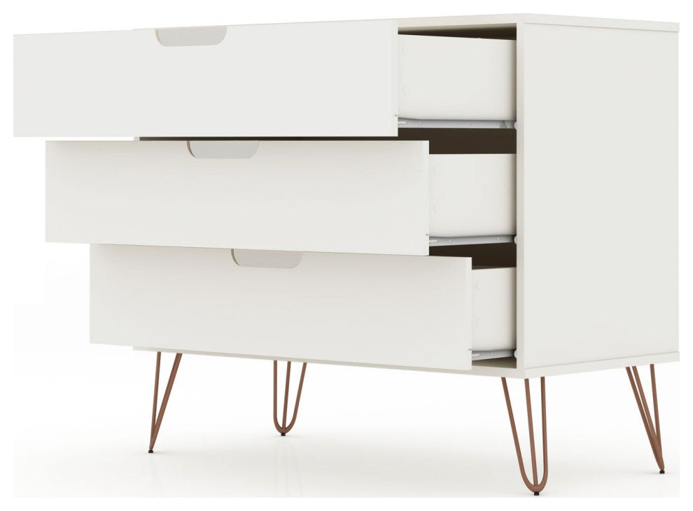 Rockefeller Dresser and Nightstand, 2-Piece Set, White