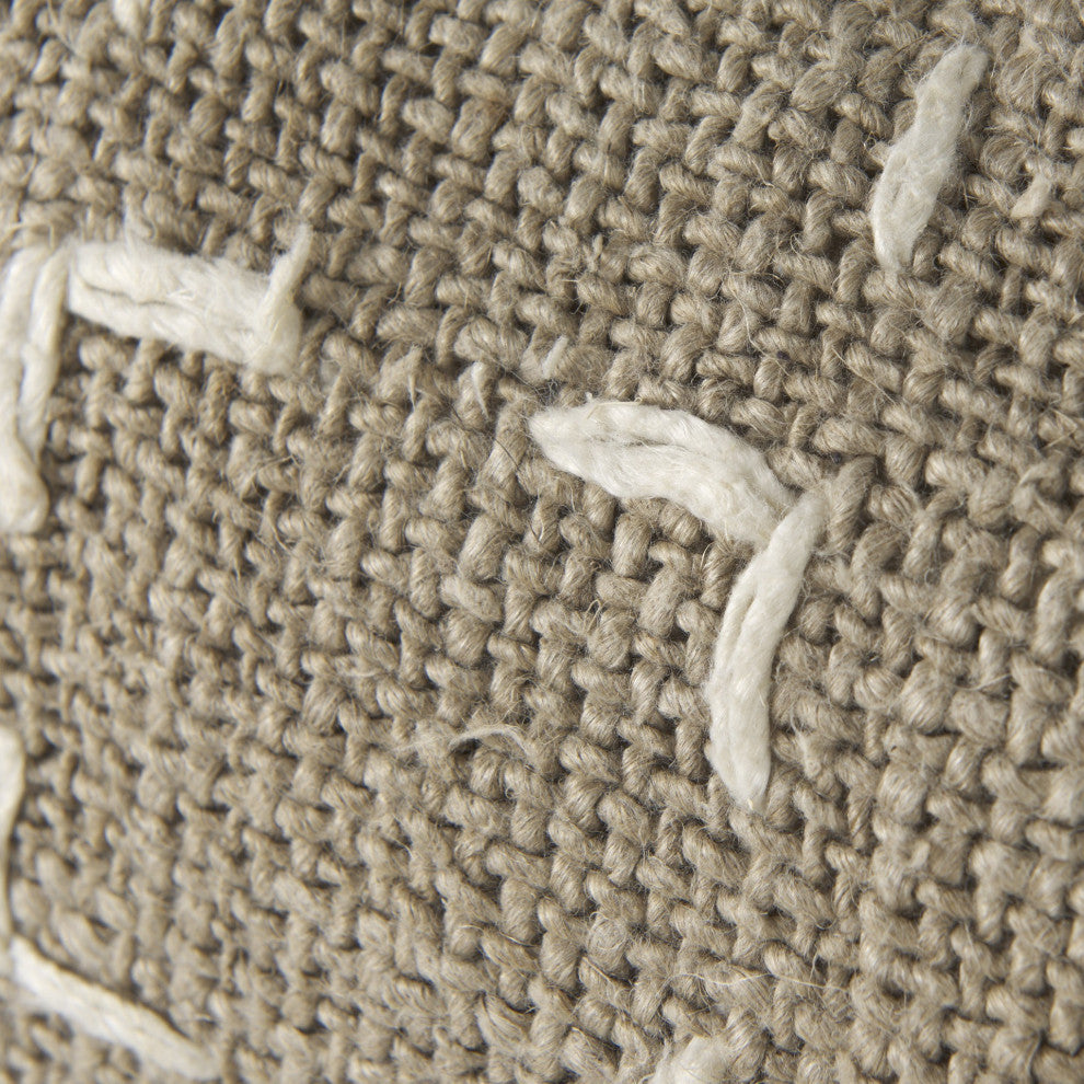 Rustic Sand and White Lumbar Decorative Pillow Cover