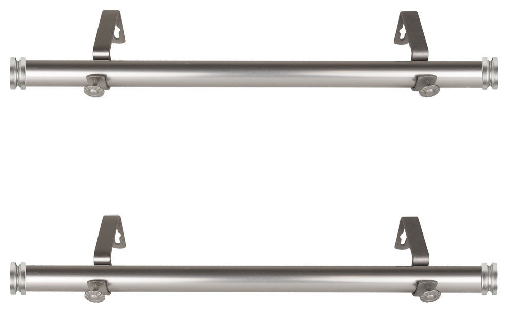 Leo 1" Diameter Side Curtain Rod 12-20" Long, Set of 2, Satin Nickel
