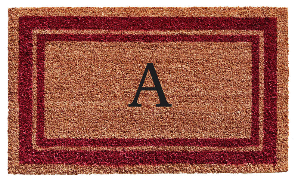 Burgundy Border 24"x36" Monogram Doormat, Letter A