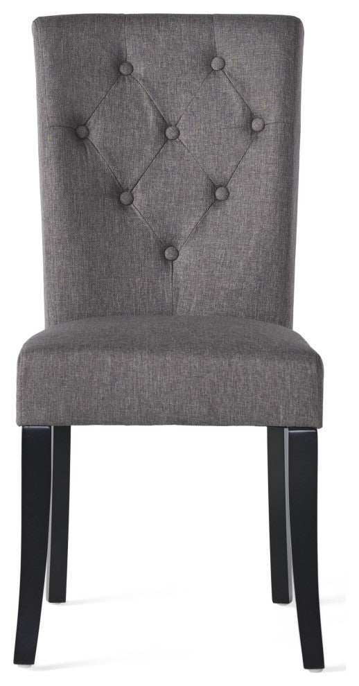 GDF Studio Nasima Brown Fabric Dining Chairs, Set of 2