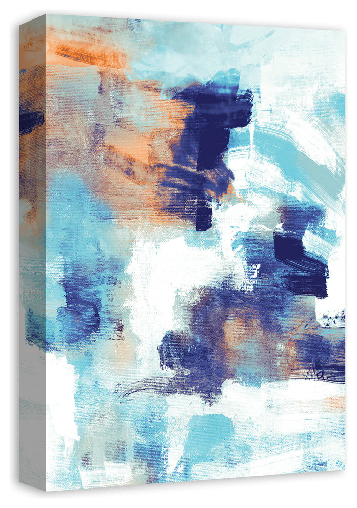 Blue and Orange Brush Strokes 12x18 Canvas Wall Art