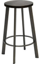 KFI Metro 25" Round Vintage Wood Seat Steel Counter Stool in Espresso