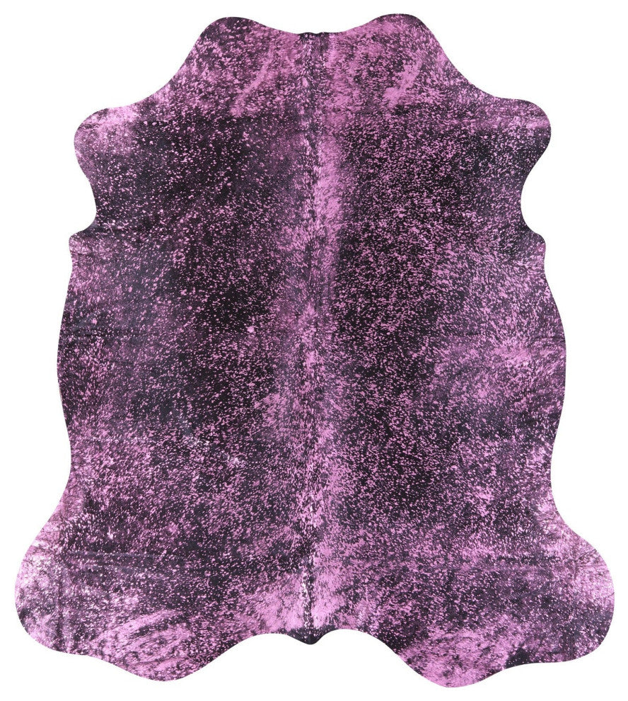 7' 0" X 6' 3" Pink Metallic Cowhide Rug C2077