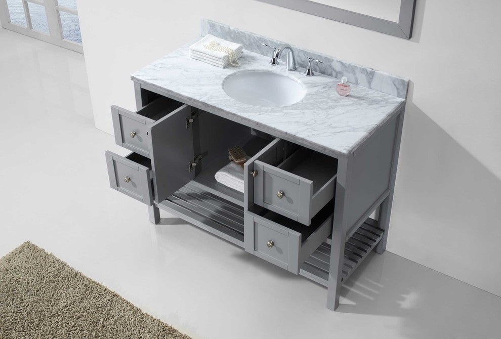 Winterfell 48" Single Bathroom Vanity Set, Gray With Mirror