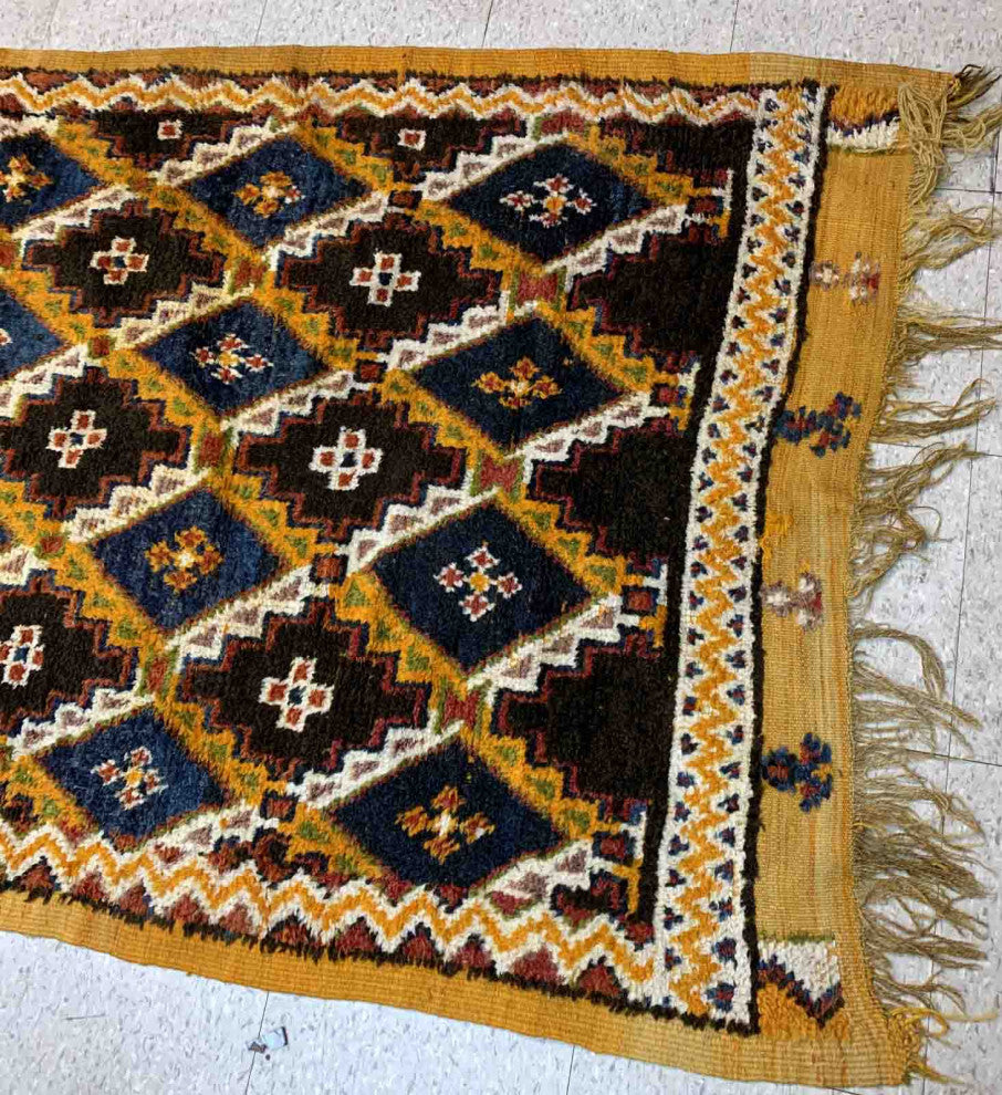 Handmade Antique Moroccan Berber Rug, 4.5'x7.2', 137cmx219cm 1880s