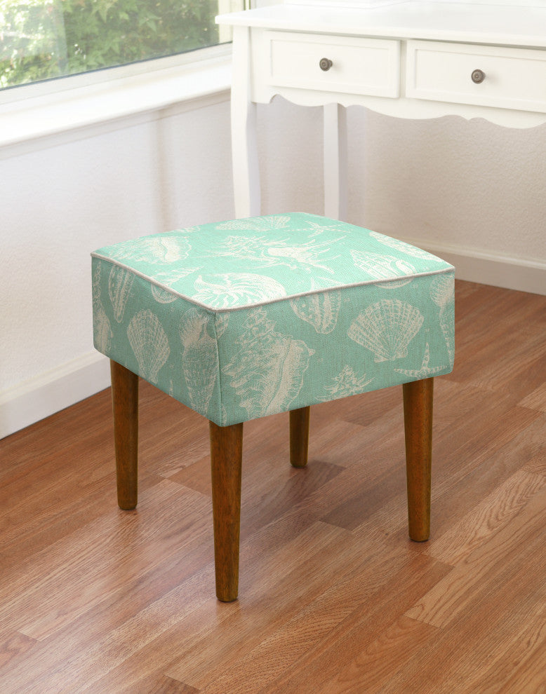 Seashells Modern Vanity Stool, Aqua