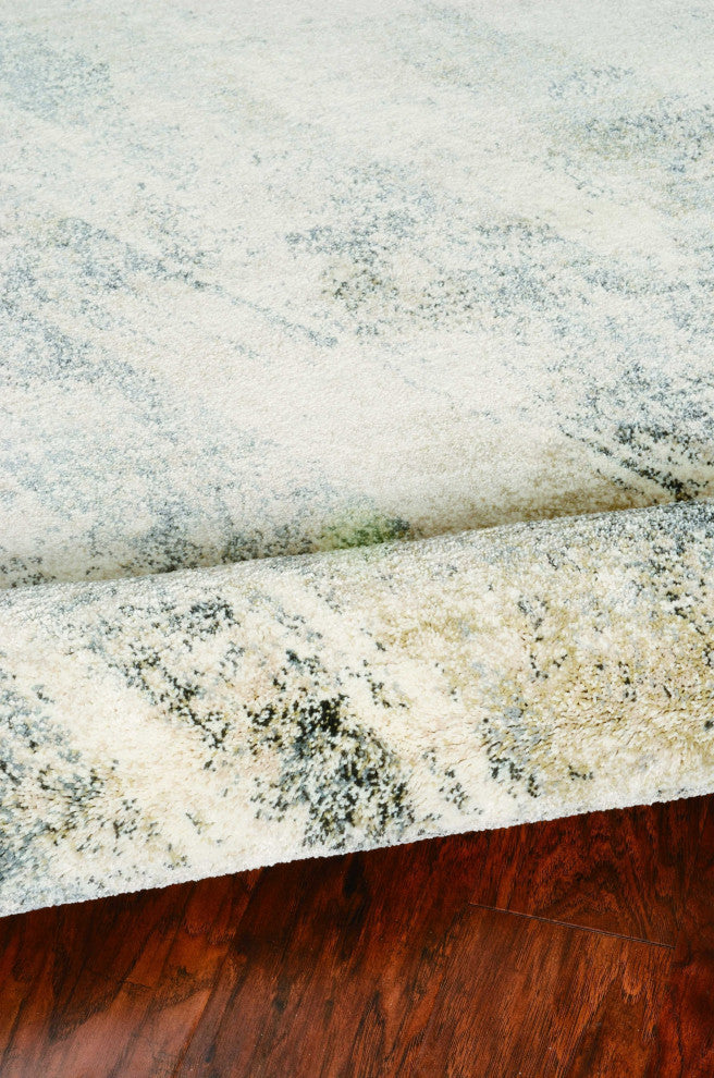 HomeRoots 8'x10' Ivory Grey Machine Woven Abstract Brushstrokes Indoor Area Rug