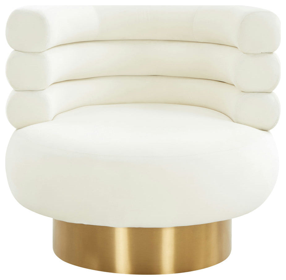 TOV Furniture Naomi Cream Velvet Swivel Chair