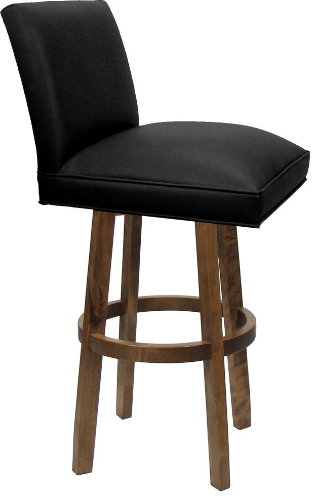 Swivel Wood Counter, Bar or Extra Tall Stool - Sommerville on Vivian Base, Black Vinyl - Moca, 30"