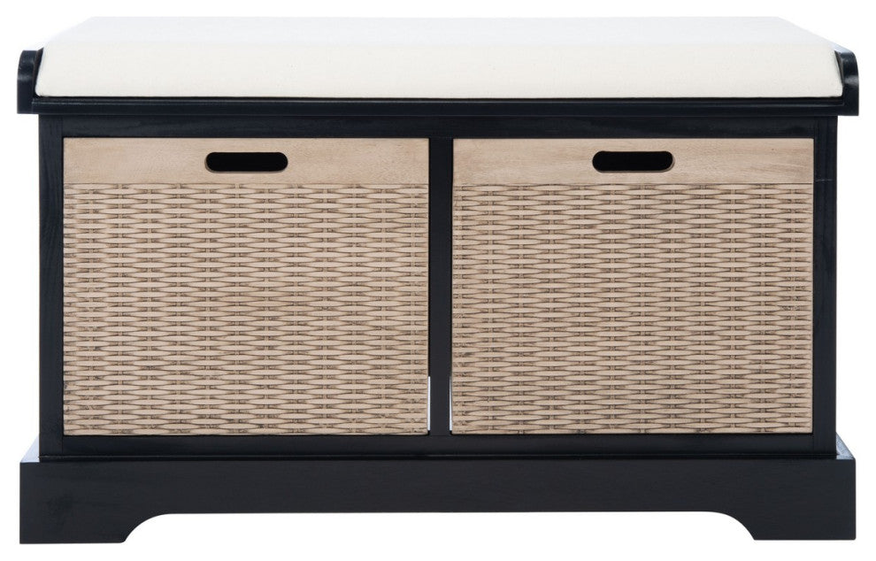 Safavieh Landers 2 Drawer Cushion Bench, Black
