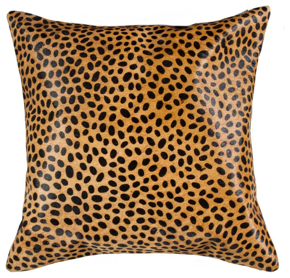HomeRoots 18" x 18" x 5" Sensational Cheetah Torino Kobe Cowhide Pillow