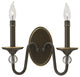 Hinkley Eleanor Small Two Light Sconce, Light Oiled Bronze